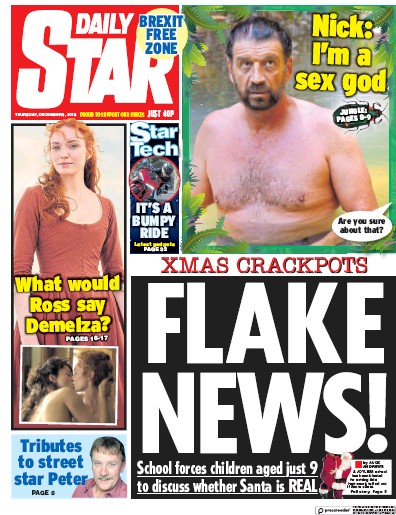 Daily Star Newspaper Front Page (UK) for 7 December 2018