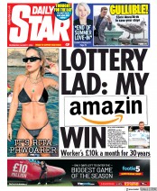 Daily Star (UK) Newspaper Front Page for 7 August 2019