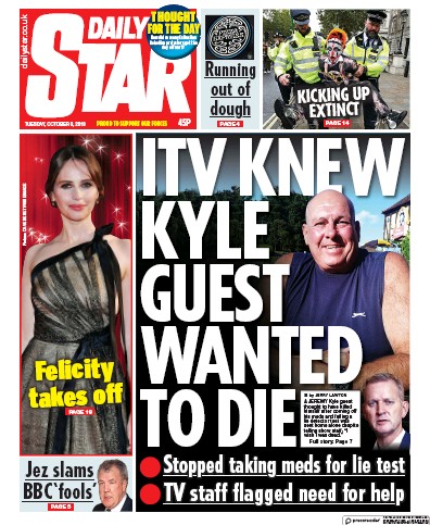 Daily Star Newspaper Front Page (UK) for 8 October 2019