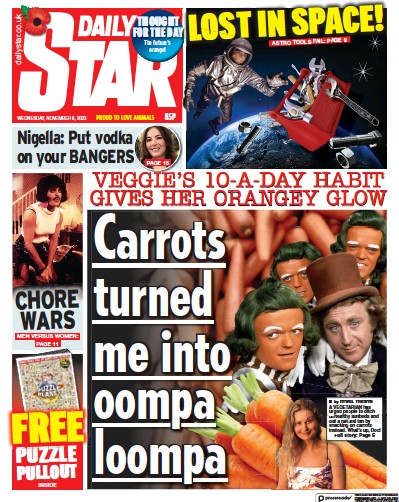 Daily Star Newspaper Front Page (UK) for 8 November 2023