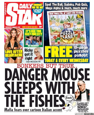 Daily Star Newspaper Front Page (UK) for 8 January 2020