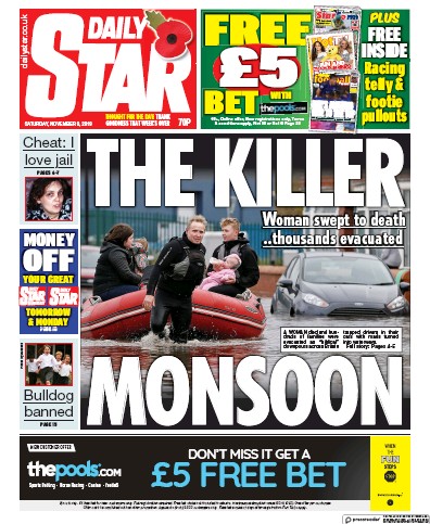 Daily Star Newspaper Front Page (UK) for 9 November 2019
