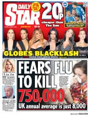 Daily Star (UK) Newspaper Front Page for 9 January 2018