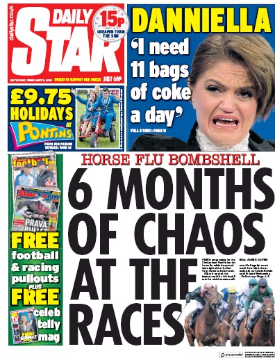 Daily Star Newspaper Front Page (UK) for 9 February 2019