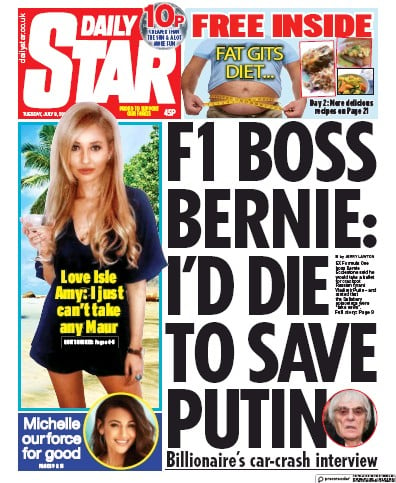 Daily Star Newspaper Front Page (UK) for 9 July 2019