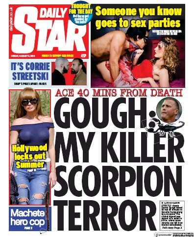 Daily Star Newspaper Front Page (UK) for 9 August 2019