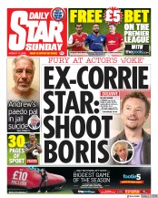 Daily Star Sunday (UK) Newspaper Front Page for 11 August 2019