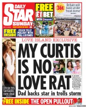 Daily Star Sunday (UK) Newspaper Front Page for 14 July 2019
