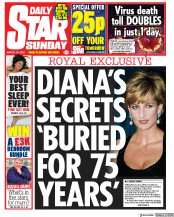 Daily Star Sunday (UK) Newspaper Front Page for 15 March 2020
