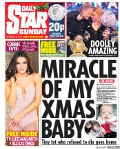 Daily Star Sunday (UK) Newspaper Front Page for 16 December 2018