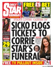 Daily Star Sunday (UK) Newspaper Front Page for 18 August 2019