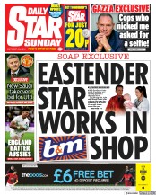 Daily Star Sunday (UK) Newspaper Front Page for 20 October 2019