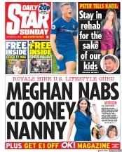 Daily Star Sunday (UK) Newspaper Front Page for 21 October 2018