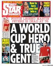 Daily Star Sunday (UK) Newspaper Front Page for 22 December 2019