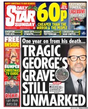Daily Star Sunday (UK) Newspaper Front Page for 24 December 2017