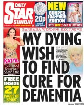 Daily Star Sunday (UK) Newspaper Front Page for 24 February 2019