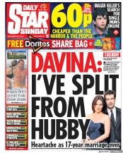 Daily Star Sunday (UK) Newspaper Front Page for 26 November 2017