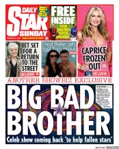 Daily Star Sunday (UK) Newspaper Front Page for 2 February 2020