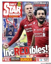Daily Star Sunday (UK) Newspaper Front Page for 2 June 2019