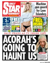 Daily Star Sunday (UK) Newspaper Front Page for 5 January 2020