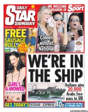 Daily Star Sunday Newspaper Front Page (UK) for 10 April 2011
