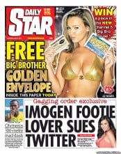 Daily Star Sunday Newspaper Front Page (UK) for 21 May 2011