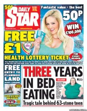 Daily Star Sunday (UK) Newspaper Front Page for 26 May 2012