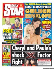 Daily Star Sunday Newspaper Front Page (UK) for 28 May 2011