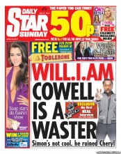 Daily Star Sunday (UK) Newspaper Front Page for 29 April 2012