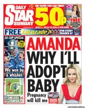 Daily Star Sunday (UK) Newspaper Front Page for 6 May 2012