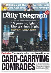 Daily Telegraph (Australia) Newspaper Front Page for 12 September 2011