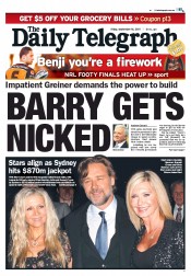 Daily Telegraph (Australia) Newspaper Front Page for 16 September 2011