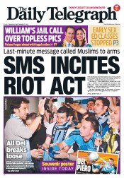 Daily Telegraph (Australia) Newspaper Front Page for 17 September 2012