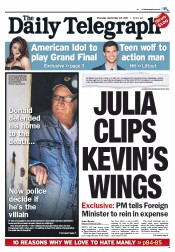 Daily Telegraph (Australia) Newspaper Front Page for 22 September 2011