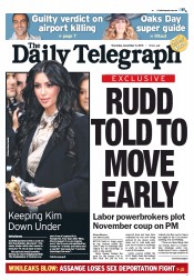 Daily Telegraph (Australia) Newspaper Front Page for 3 November 2011