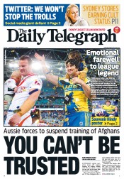 Daily Telegraph (Australia) Newspaper Front Page for 3 September 2012