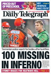 Daily Telegraph (Australia) Newspaper Front Page for 7 January 2013