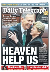 Daily Telegraph (Australia) Newspaper Front Page for 9 November 2011