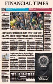 Financial Times (UK) Newspaper Front Page for 1 November 2023