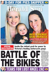 Herald Sun (Australia) Newspaper Front Page for 10 September 2012