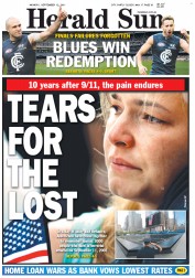 Herald Sun (Australia) Newspaper Front Page for 12 September 2011