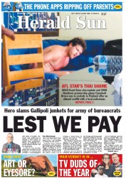 Herald Sun (Australia) Newspaper Front Page for 15 September 2011