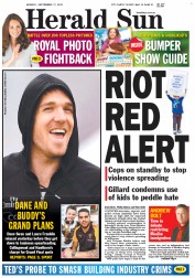 Herald Sun (Australia) Newspaper Front Page for 17 September 2012