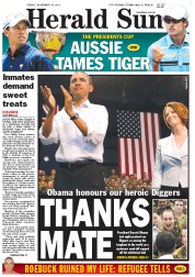 Herald Sun (Australia) Newspaper Front Page for 18 November 2011
