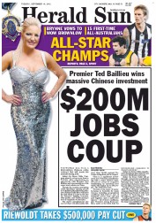 Herald Sun (Australia) Newspaper Front Page for 18 September 2012
