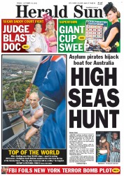 Herald Sun (Australia) Newspaper Front Page for 19 October 2012