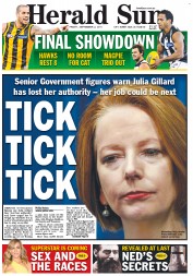 Herald Sun (Australia) Newspaper Front Page for 2 September 2011