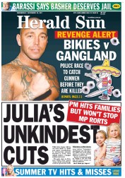 Herald Sun (Australia) Newspaper Front Page for 30 November 2011
