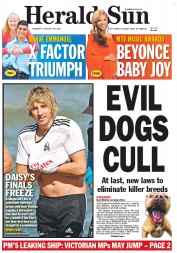 Herald Sun (Australia) Newspaper Front Page for 30 August 2011