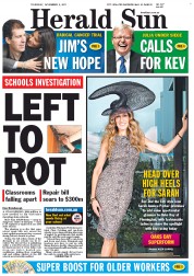 Herald Sun (Australia) Newspaper Front Page for 3 November 2011